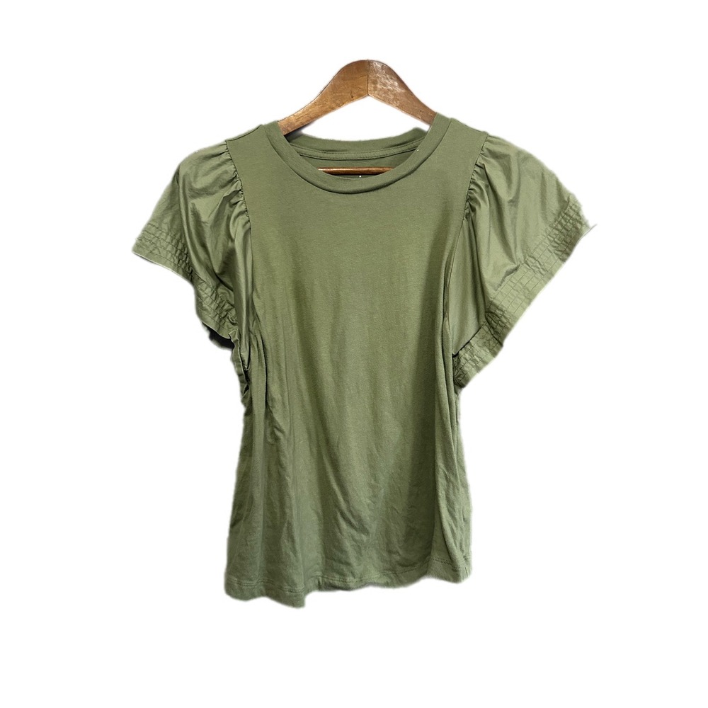Old Navy Olive Green Tunic Tee Ruffle Sleeve Top Women's Medium